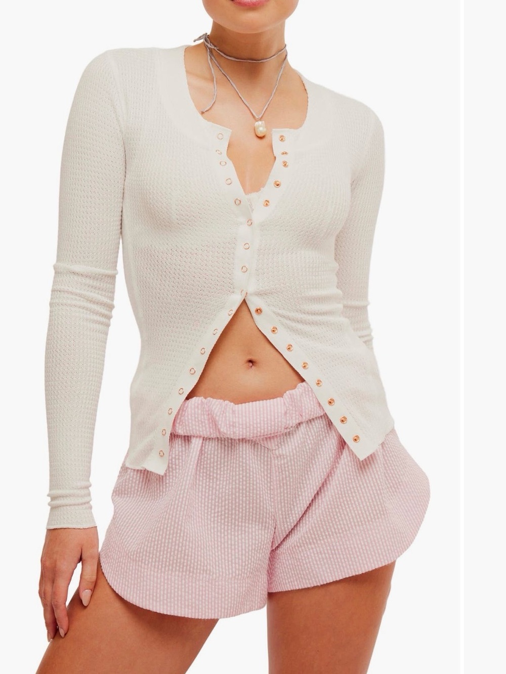 Free People Intimately Going Places
Pointelle Stitch Snap Cardi, cream, nwt, Xs